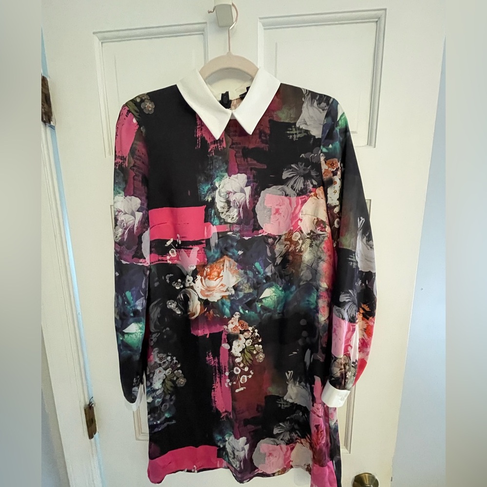 River Island Floral Print Dress - Black, Pink, White